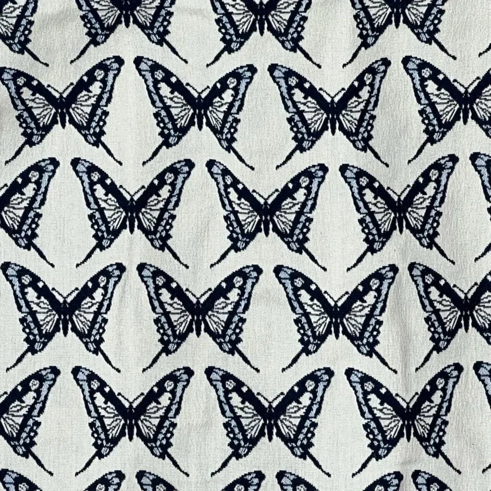Trina Turk butterfly dress Pacific Butterfly jacquard fringe indigo ivory size 6 - Picture 3 of 14